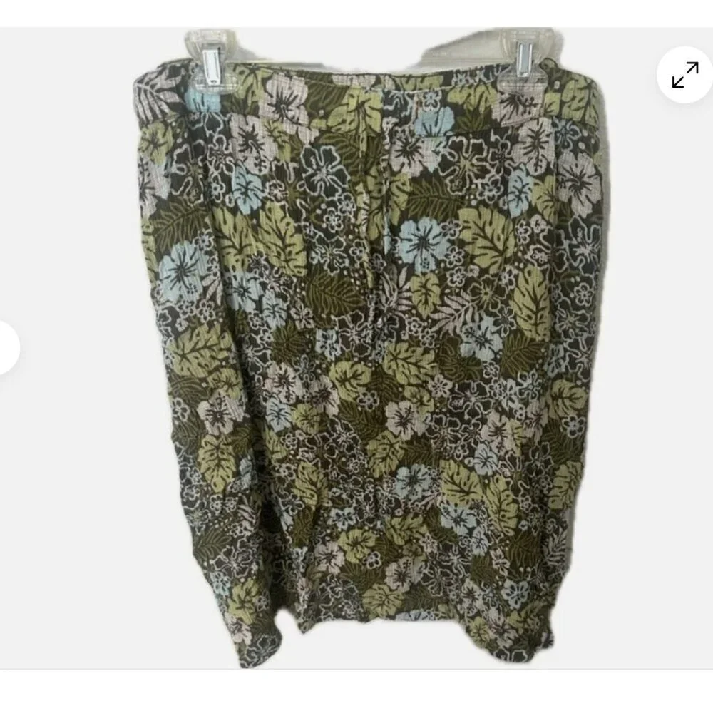 Jaclyn Smith Ladies Skirt 2X Olive Floral Knee Length Soft Pleats - Picture 2 of 5